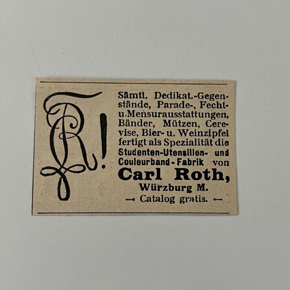 Carl Roth Student Supplies and Flag Ribbon Factory 1907 German Ad SAJ1-S13 - Picture 2 of 2